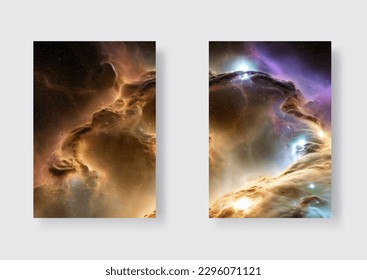 Space background set with realistic nebula and shining stars. Abstract cosmos with stardust and milky way. Magic color galaxy background. Vector illustration