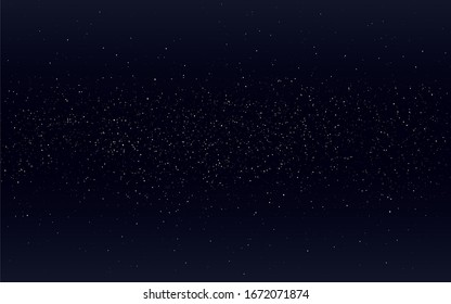 Space background. Starry black cosmos. Night sky with milky way. Realistic stardust backdrop. Infinite universe with shining stars and constellations. Vector illustration.