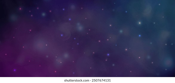 Space background with starry glow of constellations. View of endless universe with star dust and shining stars. Realistic Infinite space with nebula.	