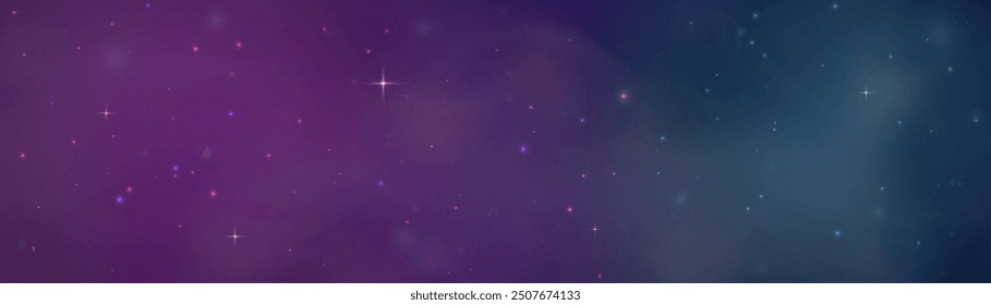 Space background with starry glow of constellations. View of endless universe with star dust and shining stars. Realistic Infinite space with nebula.	