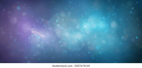 Space background with starry glow of constellations. View of endless universe with star dust and shining stars. Realistic Infinite space with nebula.	