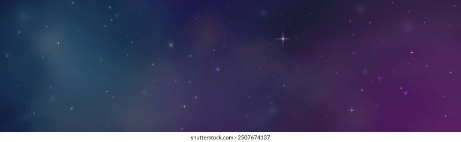 Space background with starry glow of constellations. View of endless universe with star dust and shining stars. Realistic Infinite space with nebula.	
