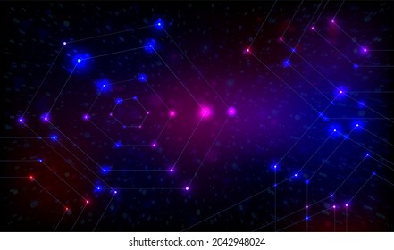 Weltraumhintergrund. Sterne, die durch Linien verbunden sind. Schrein