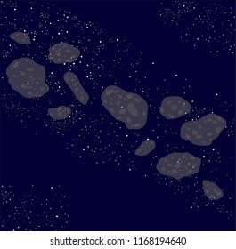 Space background with stars and meteorites. Vector image. The universe wallpaper. Journey into space. Dark background. Beautiful space background. Meteoric layer. Aliens