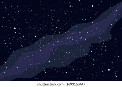 Space Background With Stars, Nebula, Constellation. Cosmos View. Beautiful Night Sky With Milky Way. Vector Illustration. 