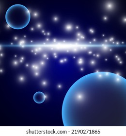 Space background with stars and planet. Vector illustration.