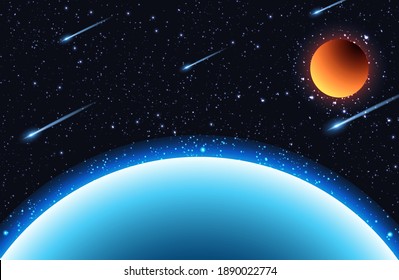 Space background with stars and planets