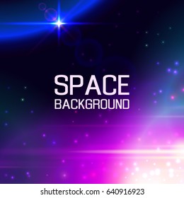 Space background, stars, planets, radiance and nebulae. Vector illustration.