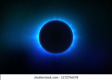 Space background with total solar eclipse