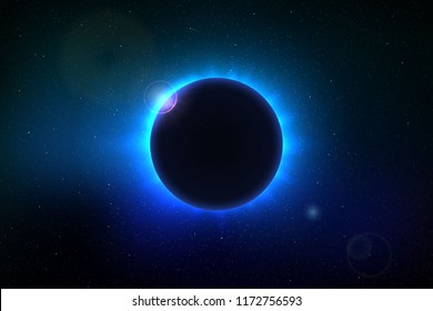 Space background with total solar eclipse