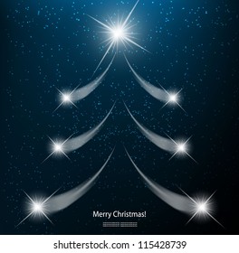 Space background with xmas tree from bright stars in cosmos.