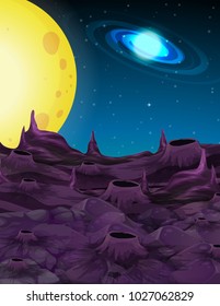Space background with yellow moon illustration