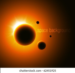 Space background with yellow sun light. No expand gradient.