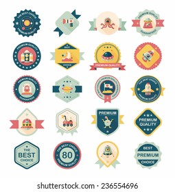 Space badge banner flat design background set, eps10