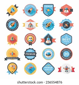 Space badge banner flat design background set, eps10