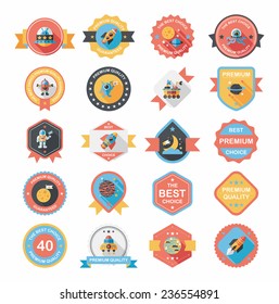 Space badge banner flat design background set, eps10