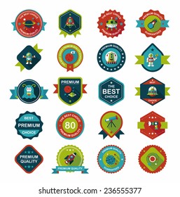 Space badge banner flat design background set, eps10