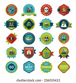 Space badge banner flat design background set, eps10