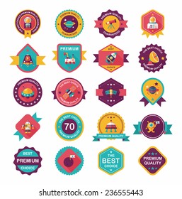 Space badge banner flat design background set, eps10