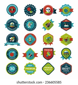 Space badge banner flat design background set, eps10