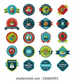 Space badge banner flat design background set, eps10