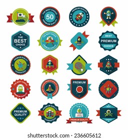 Space badge banner flat design background set, eps10