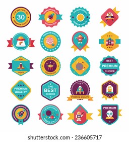 Space badge banner flat design background set, eps10