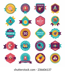 Space badge banner flat design background set, eps10