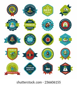 Space badge banner flat design background set, eps10