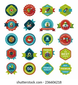 Space badge banner flat design background set, eps10