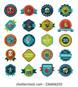 Space badge banner flat design background set, eps10