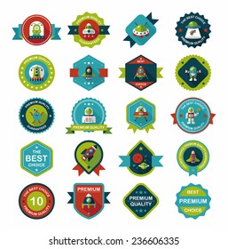 Space badge banner flat design background set, eps10