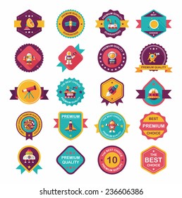 Space badge banner flat design background set, eps10