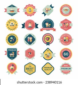 Space badge banner flat design background set, eps10