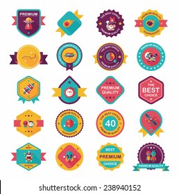 Space badge banner flat design background set, eps10