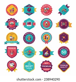 Space badge banner flat design background set, eps10