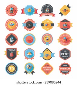 Space badge banner flat design background set, eps10