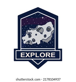 space badge design with asteroid