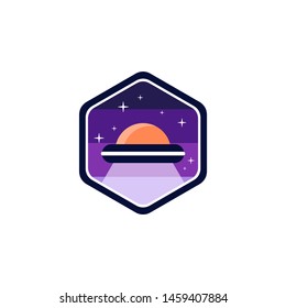 Space Badge Logo Design Vector Template