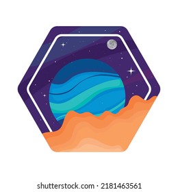 space badge with neptune planet