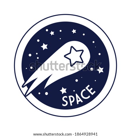 space badge with shooting star line style vector illustration design