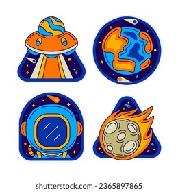 space badge with vector illustrattion