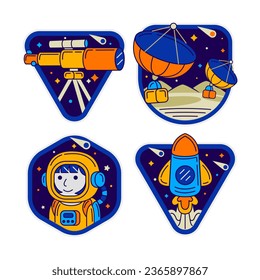 space badge with vector illustrattion