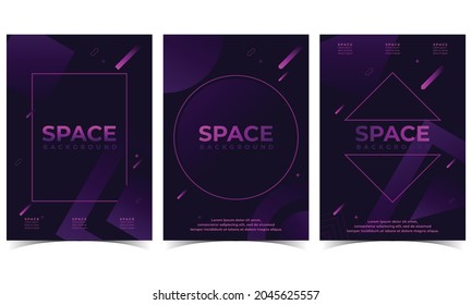 Space Bakground Purple. Set of 3 simple Background Vector Illustration Flat Style. Suitable for poster, cover, web, social banner, or flyer