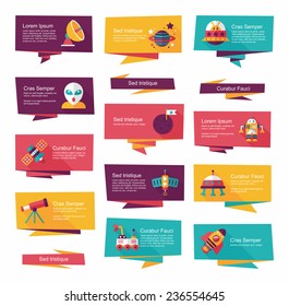 Space banner flat design background set, eps10