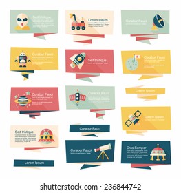 Space banner flat design background set, eps10