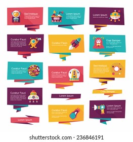 Space banner flat design background set, eps10
