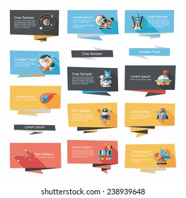 Space banner flat design background set, eps10