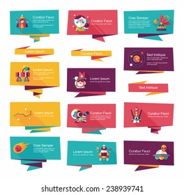 Space banner flat design background set, eps10