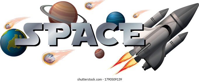 Space banner with planet illustration